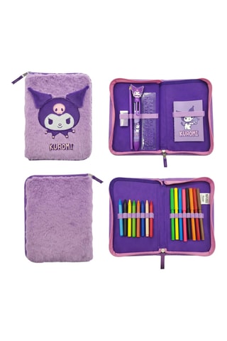 Astuccio con cancelleria Kuromi Sanrio - 8 pezzi - Viola