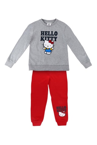 Felpa e pantaloni sportivi Hello Kitty - Rosso e grigio