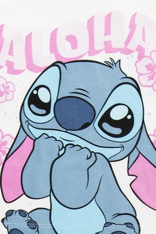 T-shirt e shorts Stitch Lilo e Stitch Disney - Bianco e rosa