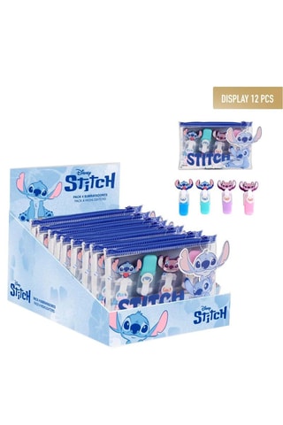 4 evidenziatori Stitch Lilo & Stitch Disney - Inchiostro celeste, viola e rosa