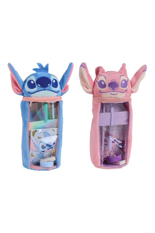 Astuccio completo Stitch e Angel Lilo & Stitch Disney - 6 pezzi - Celeste - Rosa e blu