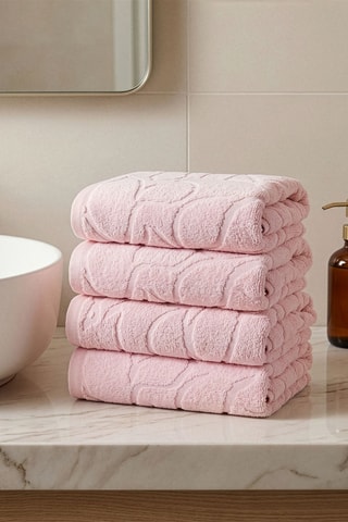 4 toallas de mano Aline - Rosa - 45 x 75 cm