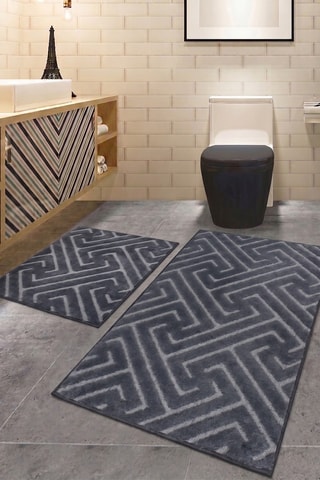 2 tapis de bain - Gris -