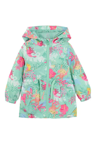 Parka à capuche - Vert d’eau et fuchsia