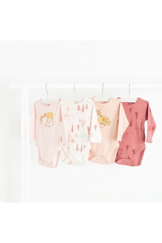 4 bodys Bambi Disney - Rose et blanc