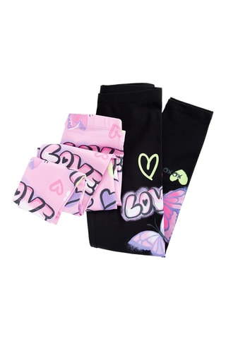 2 leggings - Noir et rose poudré