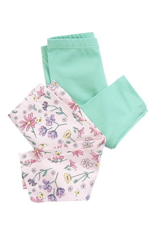 2 leggings - Turquoise et rose