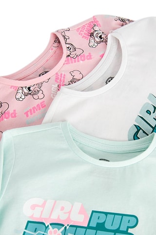 3 t-shirt Paw Patrol - Turchese e rosa