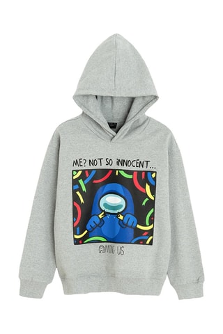 Sweat à capuche - Gris clair chiné