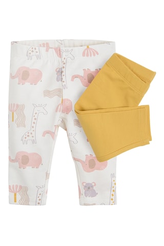 2 leggings - Blanc et moutarde