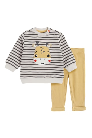Sweat et pantalon - Taupe et jaune