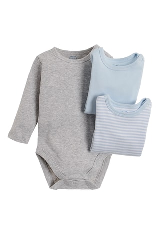 3 bodys en coton biologique - Ciel et gris