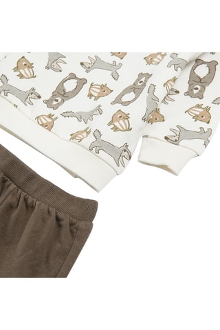 Sweat et jogging en coton biologique - Marron et écru