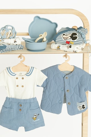 2 bodys Mickey Disney - Beige et bleu cobalt