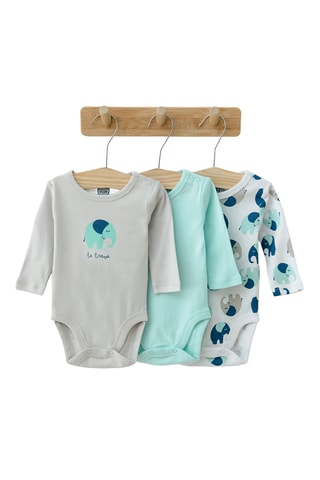 3 bodys - Turquoise et gris clair
