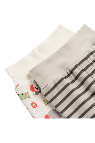 2 pantalons de pyjama en coton biologique - Beige et orange