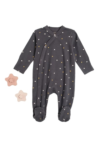 2 grenouillères en coton biologique - Anthracite et rose