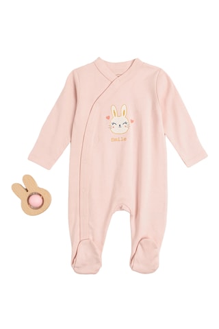 2 grenouillères en coton biologique - Anthracite et rose