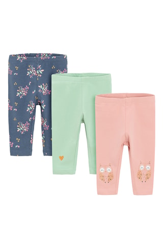 3 leggings - Bleu marine et vert clair