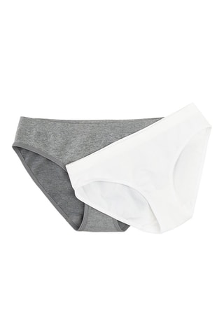 2 culottes Gris foncé chiné et blanc