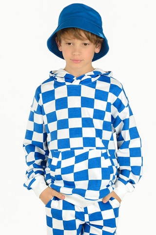 Sweat à capuche Blanc et bleu cobalt