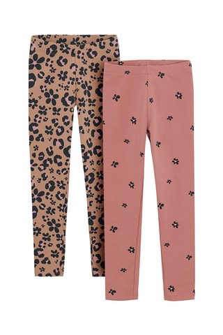 2 leggings - Marron et vieux rose