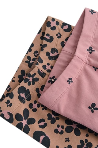 2 leggings - Marron et vieux rose