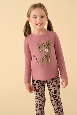 2 leggings - Marron et vieux rose