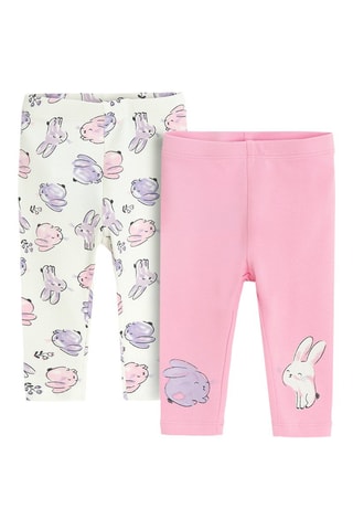 2 leggings - Rose et blanc
