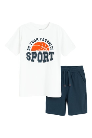 T-shirt et short - Blanc et bleu marine