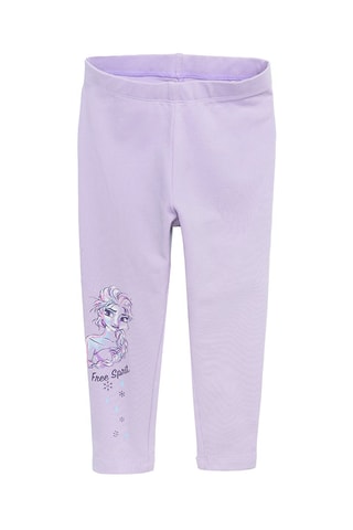 2 leggings Elsa La Reine des Neiges Disney Mauve et bleu marine