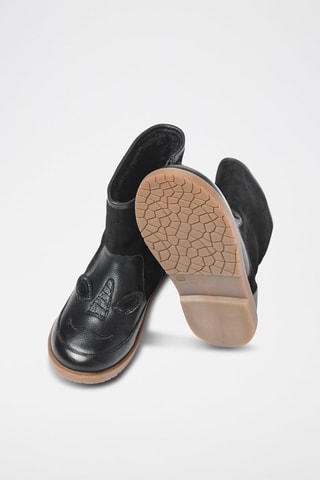 Bottines fourrées à oreilles en cuir Noir