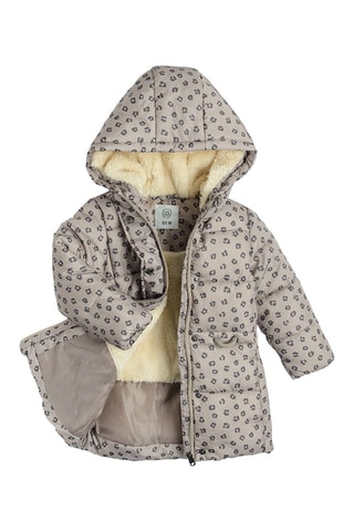 Doudoune à capuche - Beige et anthracite