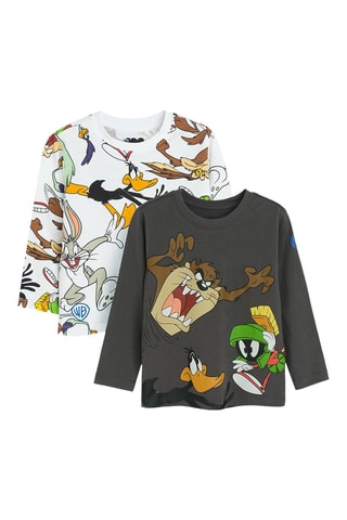 2 t-shirts Looney Tunes - Gris et blanc