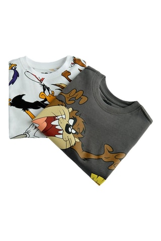 2 t-shirts Looney Tunes - Gris et blanc