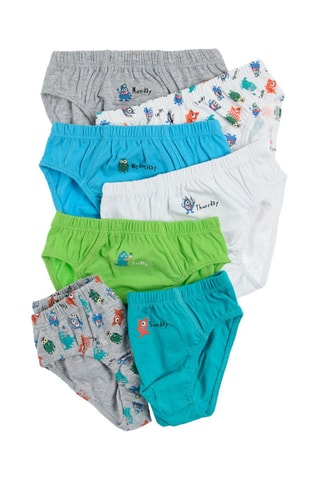 7 slips Turquoise, blanc et vert clair
