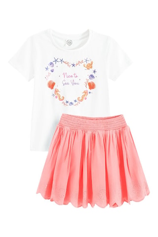 T-shirt et jupe - Blanc et saumon