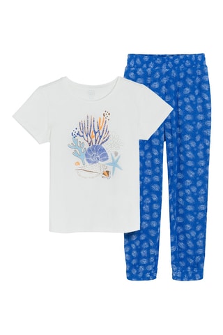 T-shirt et pantalon Blanc et bleu électrique