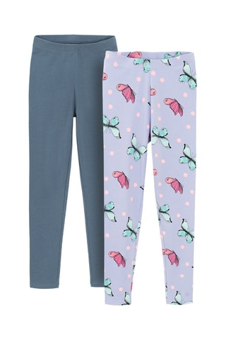 2 leggings - Bleu-gris et indigo