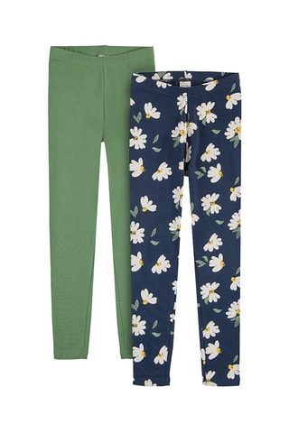 2 leggings Vert et bleu marine