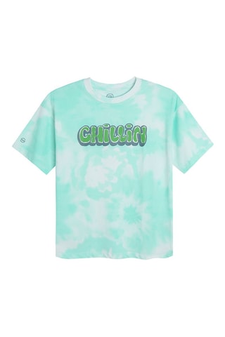 T-shirt tie and dye Turquoise et écru