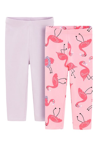 2 leggings - Rose et violet