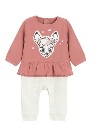 Combinaison trompe-l'œil Bambi Disney - Vieux rose et blanc