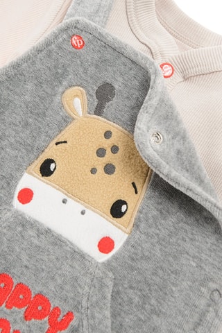 Body et salopette en velours - Beige et gris