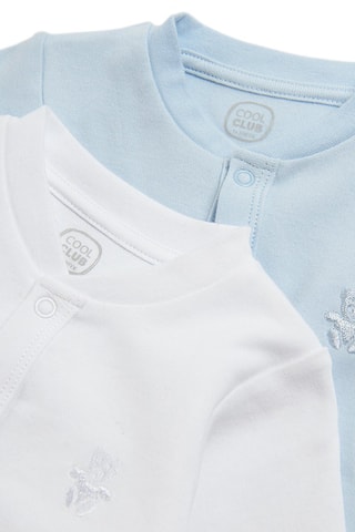 2 grenouillères en coton biologique - Blanc et ciel