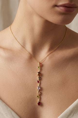 Collier - Plaqué or jaune et zircons
