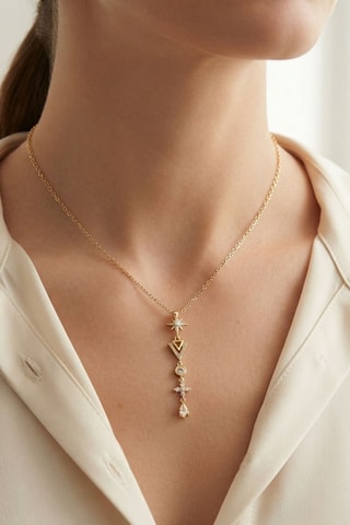 Collier - Plaqué or jaune et zircons