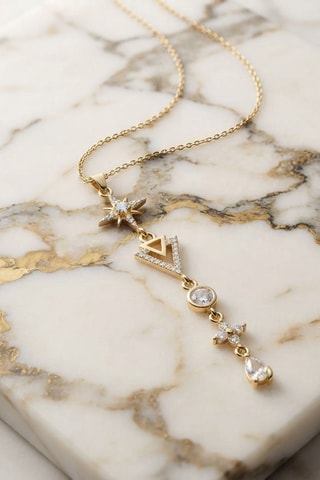 Collier - Plaqué or jaune et zircons