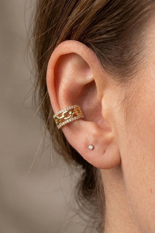 Earcuff - Plaqué or jaune et zircons