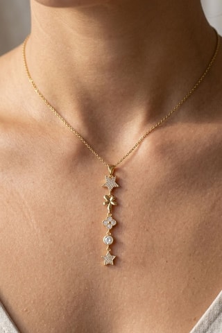 Collier - Plaqué or jaune et zircons